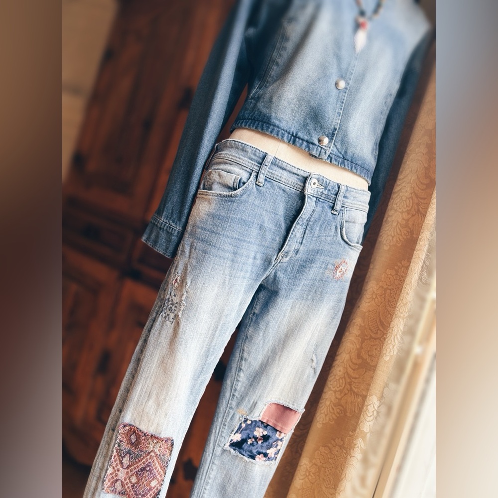 Pilcro & The Letterpress Anthropologie Patchwork Jeans NWT - Picture 5 of 11